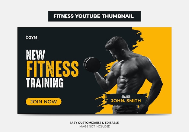 Fitness ginásio treinamento youtube thumbnail design and web banner Gym agency video thumbnail