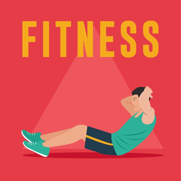 Fitness man fazendo exercícios abdominais