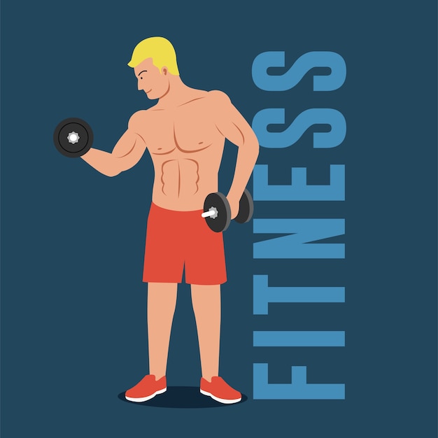 Vetor fitness man fazendo exercícios com halteres