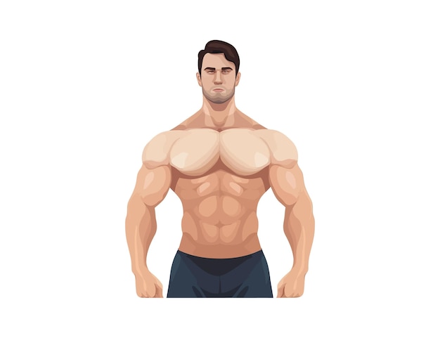 Vetor fitness muscular do tronco do homem desenho de ilustração vetorial