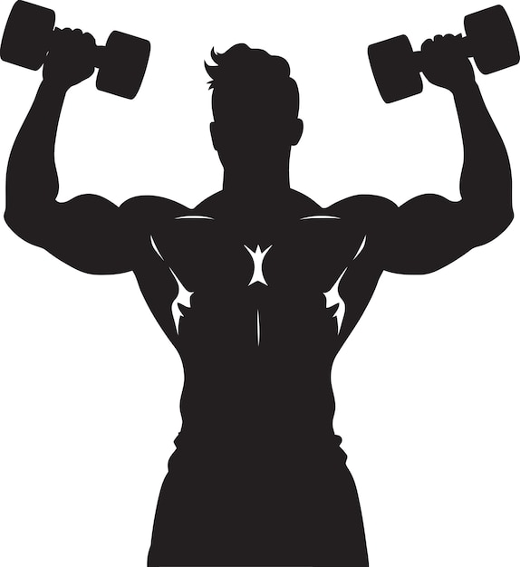 Fitnessfusion black dumbbell logo vectorvitality homem exercício desenho de ícones