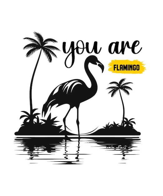 Flamingo cita t-shirt design modelo e design de cartaz