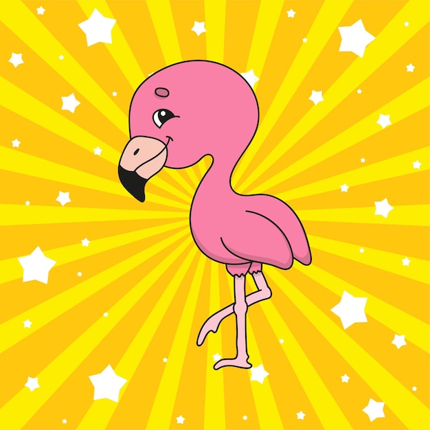 Flamingo de personagem de desenho animado fofo