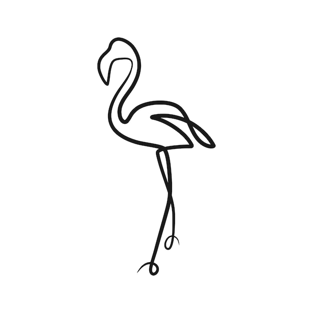 Flamingo desenho de arte contínua de uma linha