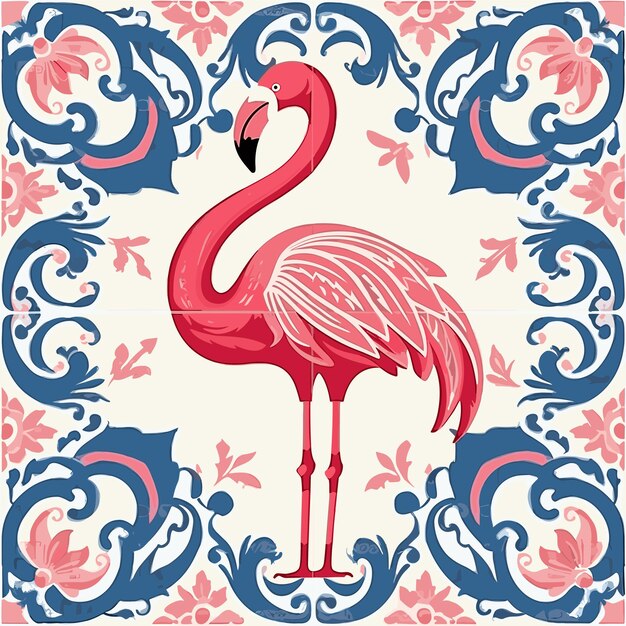 Flamingo em estilo retrô ilustração vetorial em estilo vintage