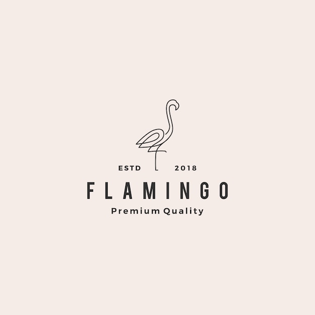 Flamingo logo vector line outline monoline ícone ilustração