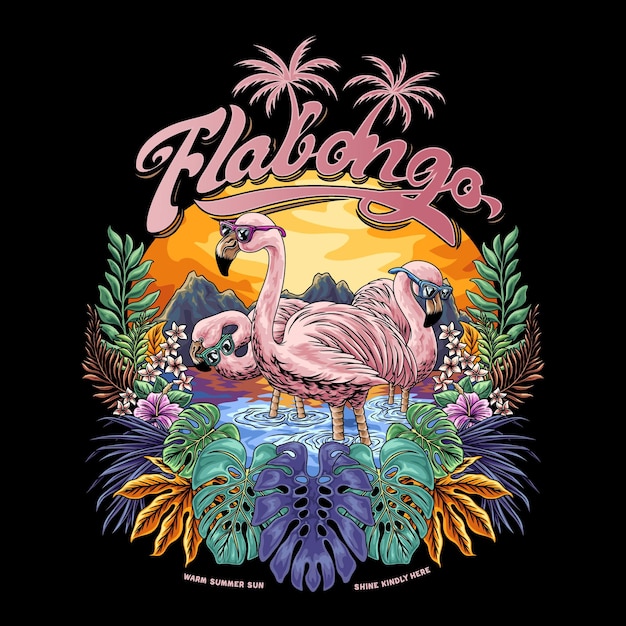 Flamingo Trio com ilustração de texto.