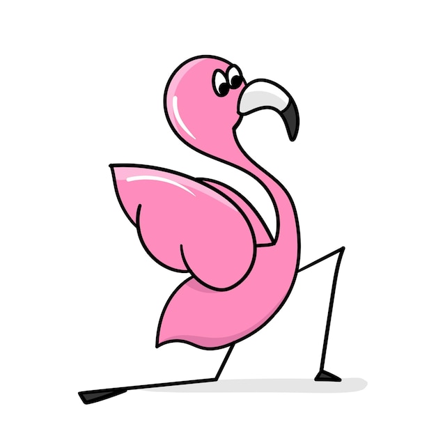 Vetor flamingo yoga cartoon flamingo isolado no fundo branco vetor grátis