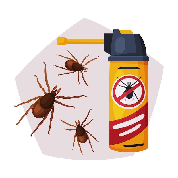 Flasca de pulverização de inseticida contra ácaros ou carrapatos serviço de controle de pragas detecção e extermínio de insetos ilustração do vetor