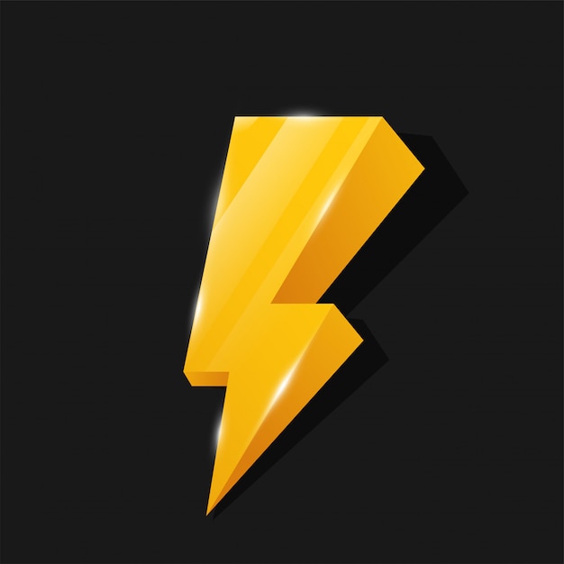 Flash 3d icon tema relâmpago amarelo