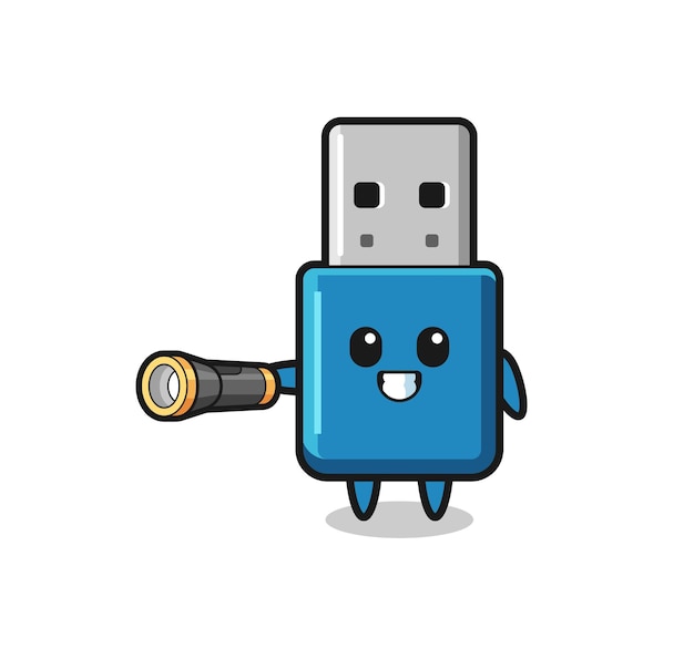 Flash drive usb mascote segurando a lanterna