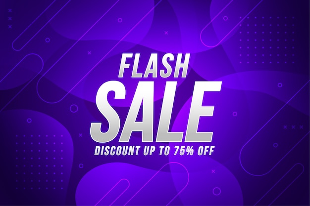 Vetor flash sale banner dinâmico líquido gradiente abstrato roxo