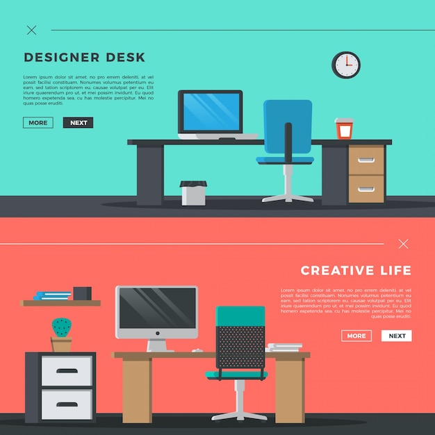 Flat design desk banner