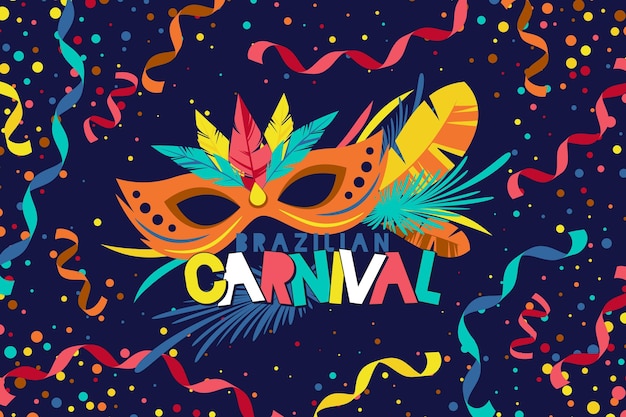 Flat design evento de carnaval brasileiro com ilustração de elementos festivos