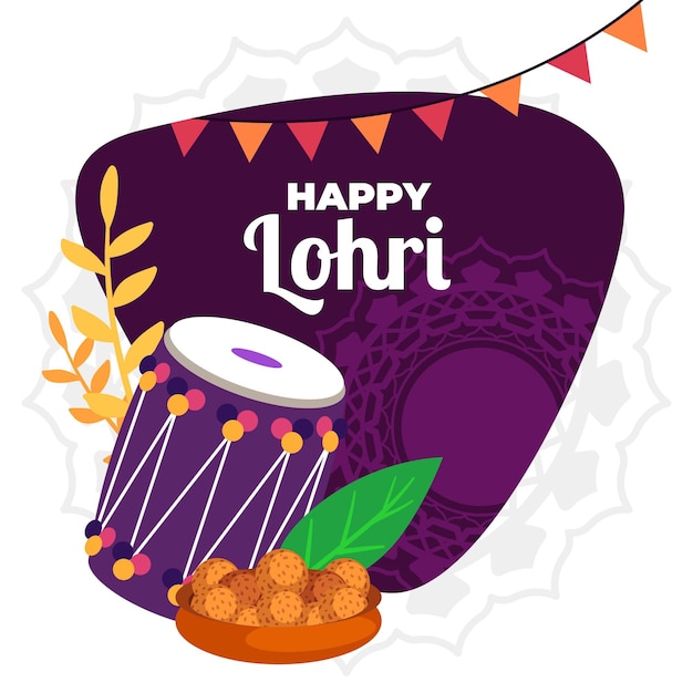 Flat design festival lohri