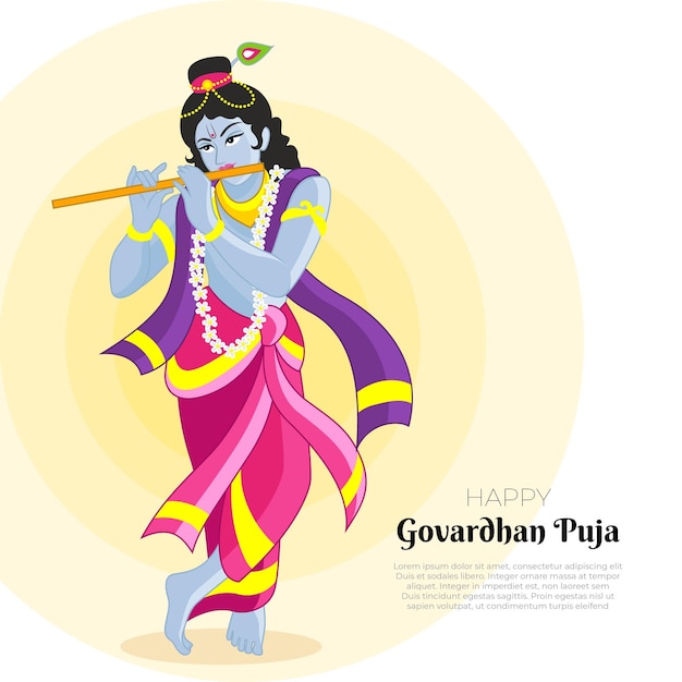 Flat design govardhan puja