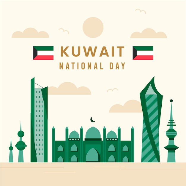 Flat design kuwait dia nacional
