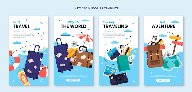 Flat design travel ig stories