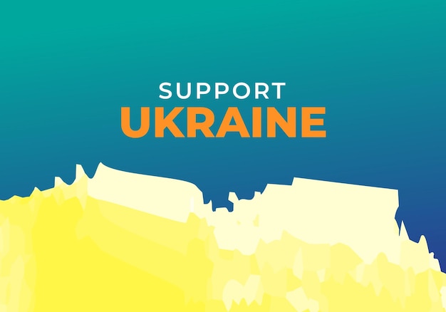Vetor flat design ucrânia mapa conflito banner fundo amarelo azul ucrânia guerra apoio ucrânia