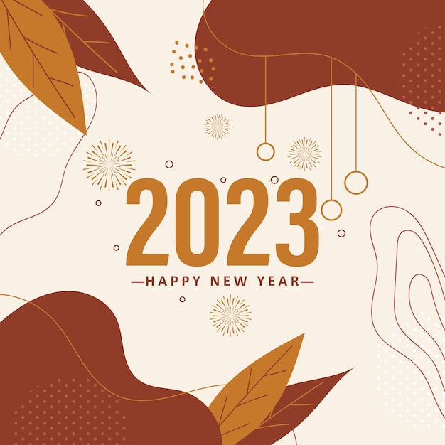 Flat feliz ano novo 2023 design boho