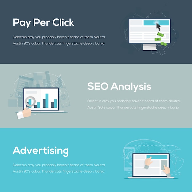 Flat internet web design conceitos de negócios ilustração vetorial
