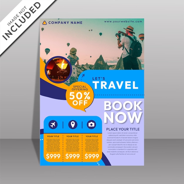 Vetor flat travel flyer template vector design