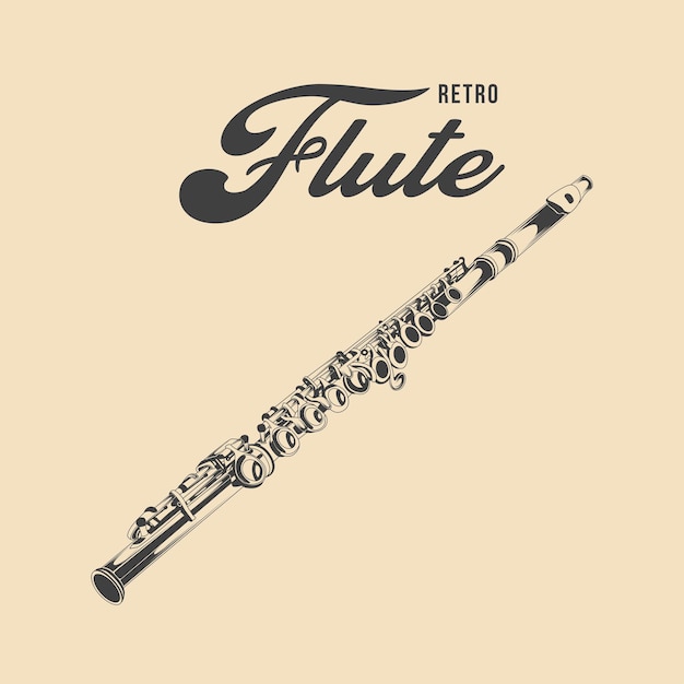 Flauta de jazz. trompete de vento clássico de ilustração vetorial. instrumento musical ilustração vetorial