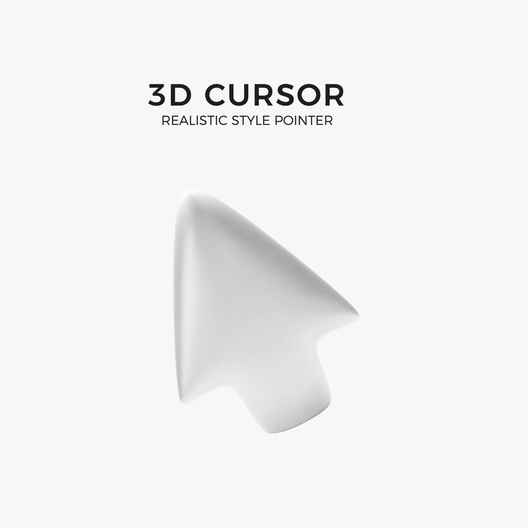 Vetor flecha branca. ponteiro do computador ou cursor do mouse. seta para a esquerda do volume branco isolada no fundo branco. ilustração vetorial