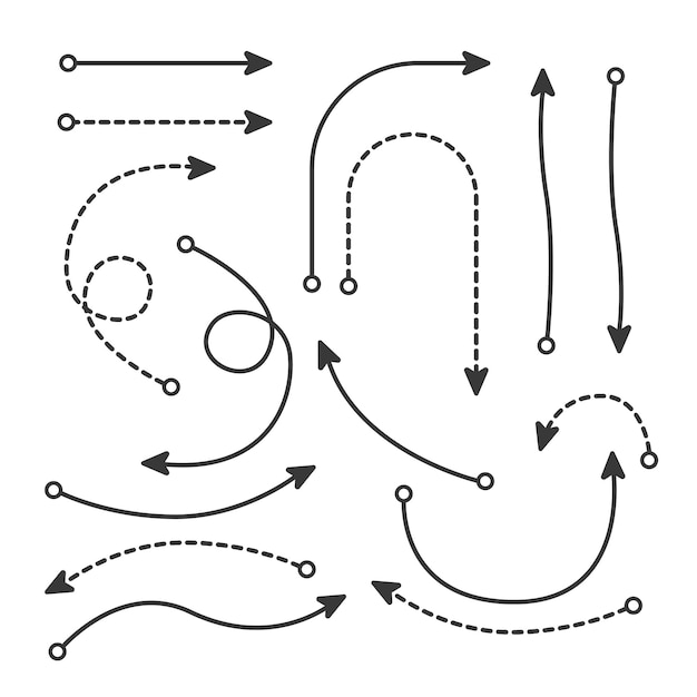 Vetor flecha de design plano vetorial com conjuntos de coleção de linhas