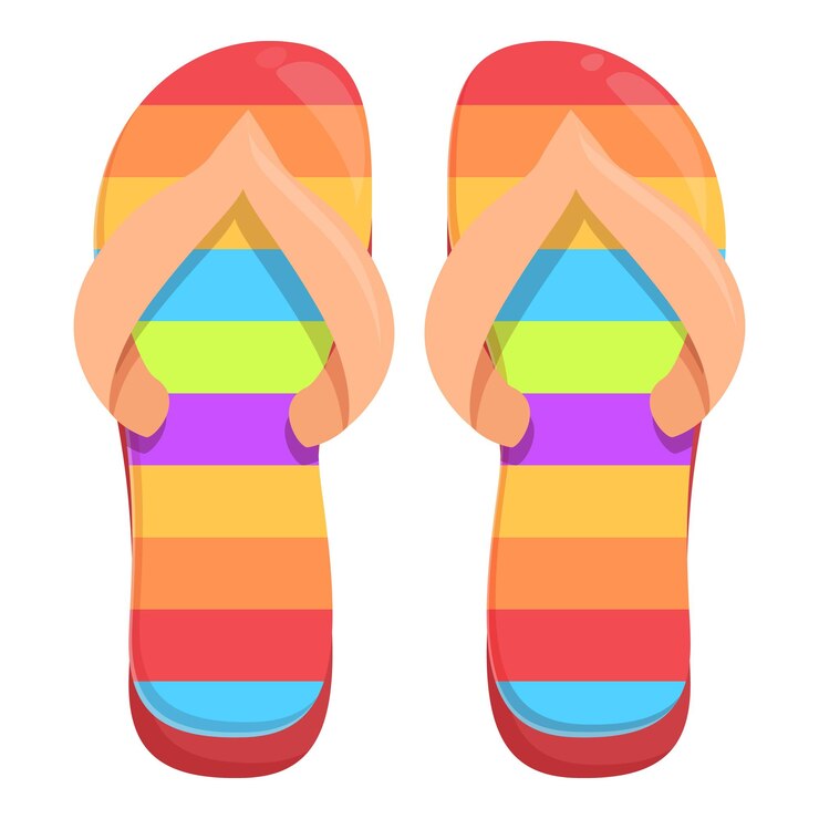 Vetor flip-flops arco-íris representando o estilo de vida das férias de verão