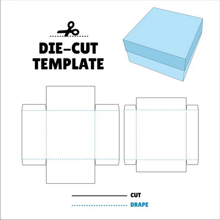 Vetor flip lid packaging die cut box template 3d mock up embalagem sacola envelope presente presente