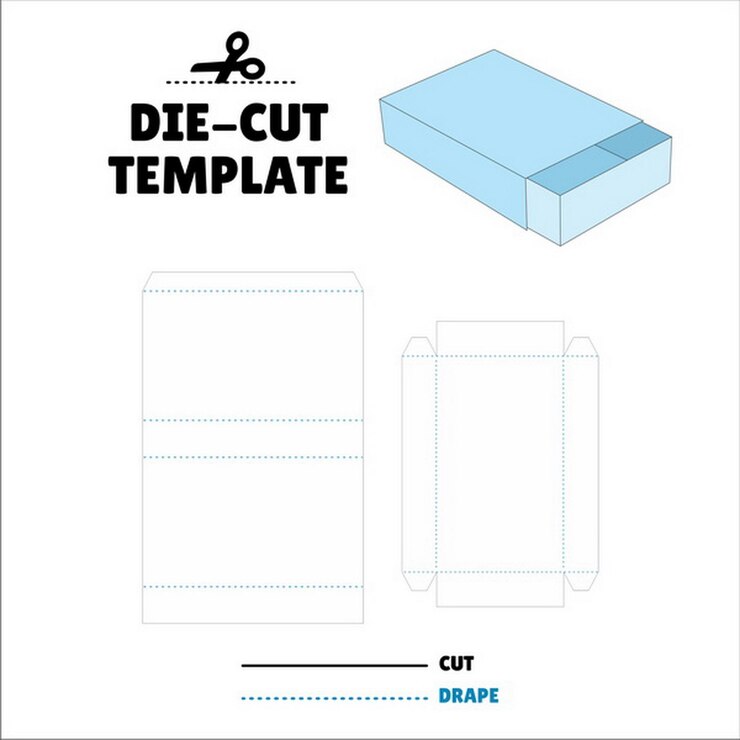 Vetor flip lid packaging die cut box template 3d mock up embalagem sacola fosforo slize deslizar
