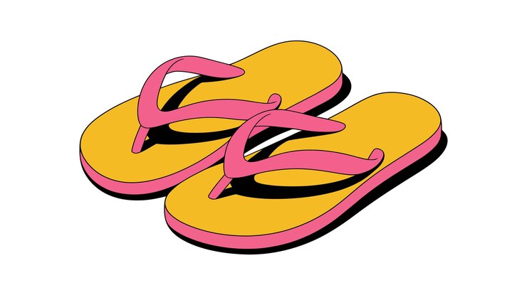 Vetor flipflops em uma sombra ensolarada um par de flipflops vívido um acessório clássico de verão pronto
