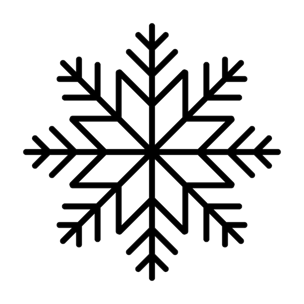 Floco de neve Ícone de floco de neve Ícone simples de floco de neve no design de estilo de linha Símbolo de floco de neve de neve Ilustração vetorial