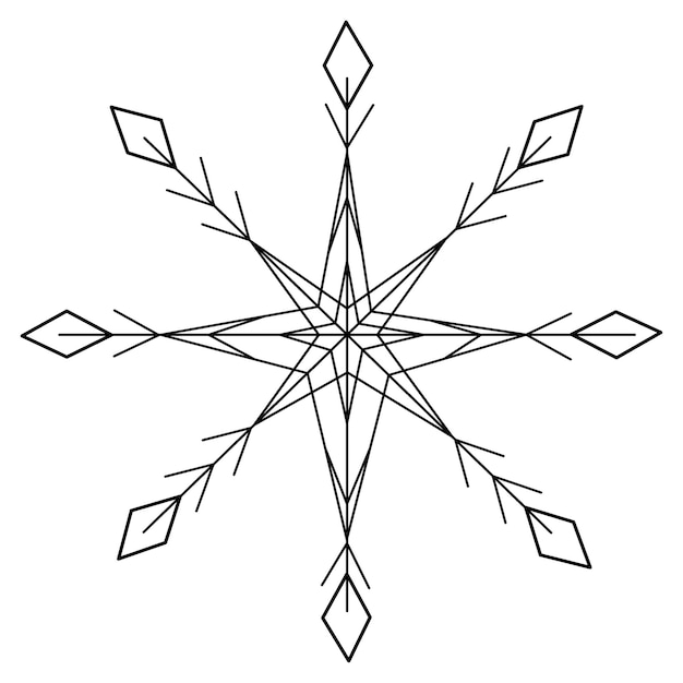 Floco de neve de padrão abstrato com elementos de elegância em estilo minimalista linha arte isolada