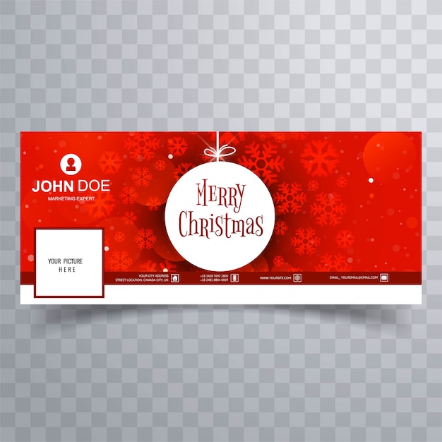 Floco de neve feliz Natal com modelo de banner do facebook