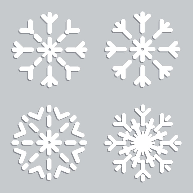 Floco de neve. formas diferentes de flocos de neve de inverno. ícones de vetor de flocos de neve. modelo de floco de neve. ilustração vetorial