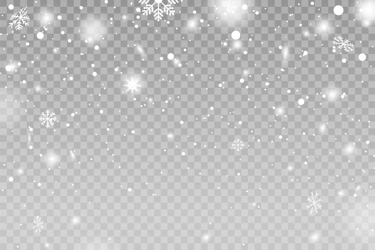 Vetor flocos de neve caindo no inverno de natal em fundo transparente com sobreposição de neve realista