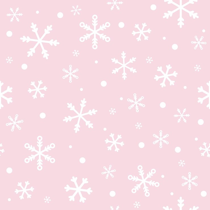 Vetor flocos de neve de fundo rosa sem costura padrão bonito e simples