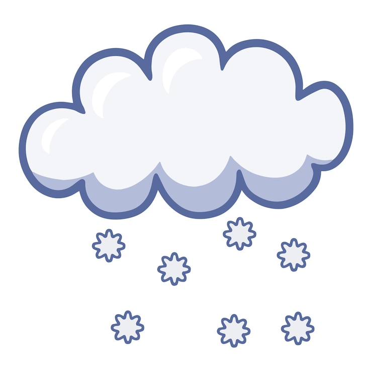 Vetor flocos de neve de nuvem de neve de desenho leve caindo ilustrações vetoriais