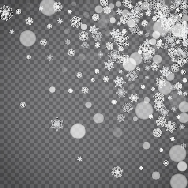Flocos de neve isolados em transparente