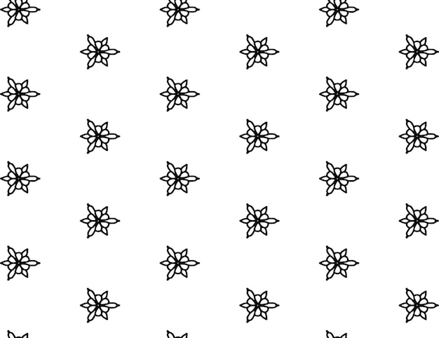 Flocos de neve ou estrelas de padrão de doodle de vetor sem costura