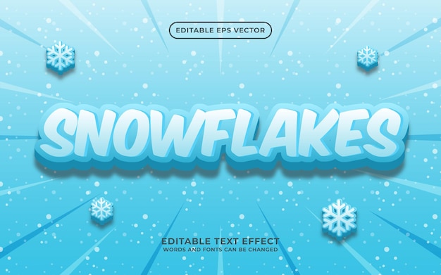 Flocos de neve winter seasons 3d estilo de modelo de efeito de texto editável em negrito.