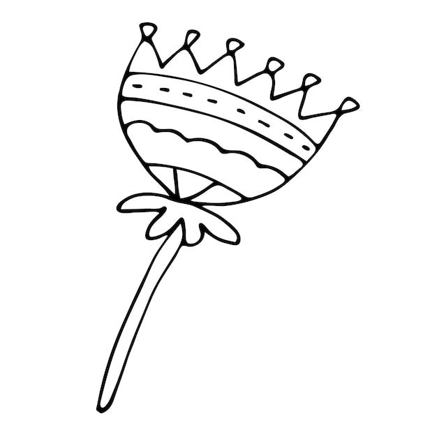 Flor abstrata doodle Contorno desenhado à mão de uma flor de fantasia