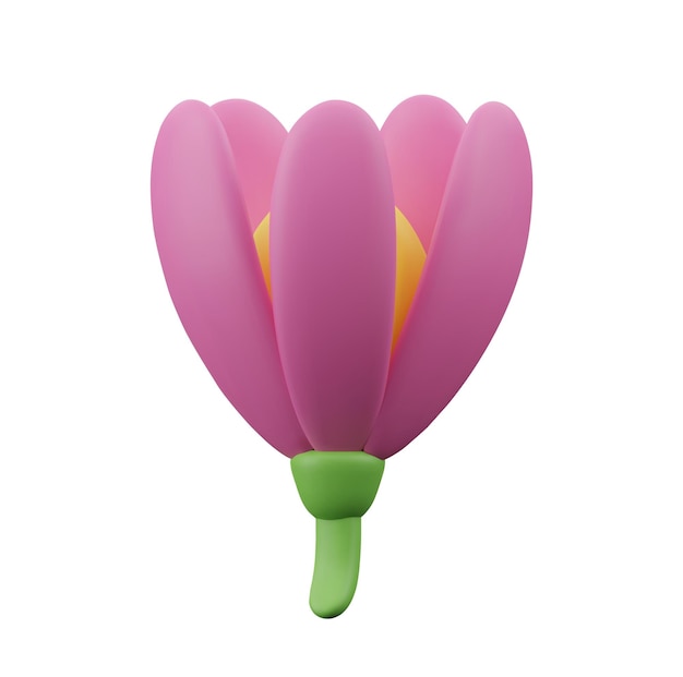 Flor com pétalas cor-de-rosa e centro laranja 3d render vector imitação de plástico ilustração isolada o