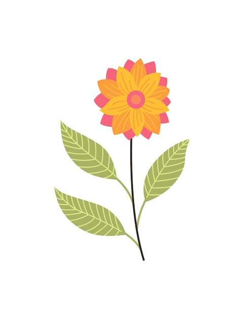 Flor da primavera. projeto do ícone floral botânico. planta de jardim em fundo branco. ilustração em vetor plana colorida. boa decoração para convite de casamento ou álbum de recortes.