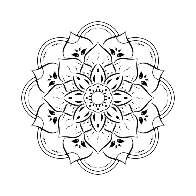 Desenho Floral De Flores De Mandala Para Colorir Meditação De Pintura  Ilustração do Vetor - Ilustração de hena, elegante: 218583966