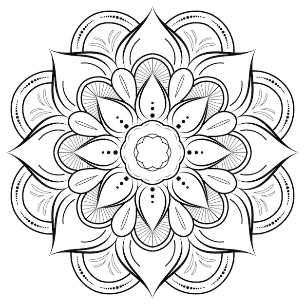 Flor de círculo de mandala com estilo floral vintage padrão oriental de mandala vetorial