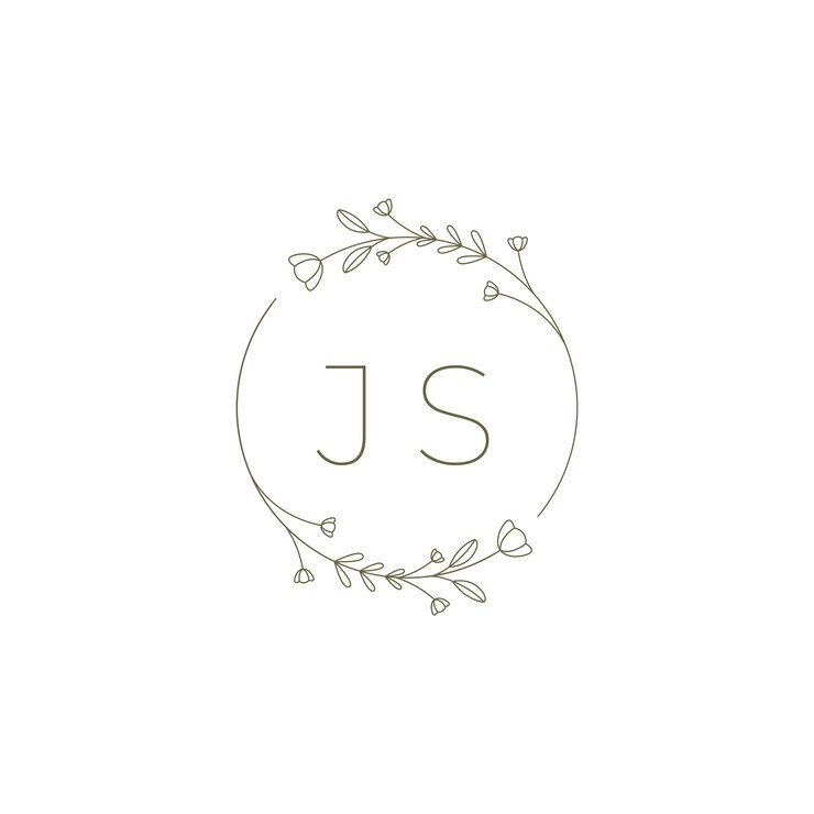 Vetor flor de círculo inicial js vetor de design de logotipo mínimo