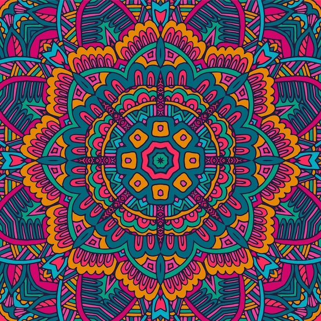 Flor de doodle de mandala. padrão geométrico abstrato sem emenda